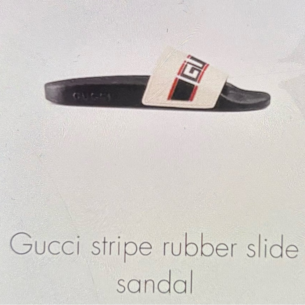 Gucci Men’s White & Black Stripe Rubber Slide Sandal